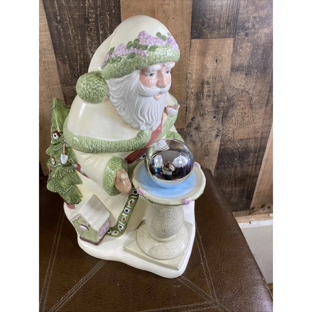 Pfaltzgraff Gazing Ball Santa Cookie Jar Naturewood Limited Edition 2000 Vtg